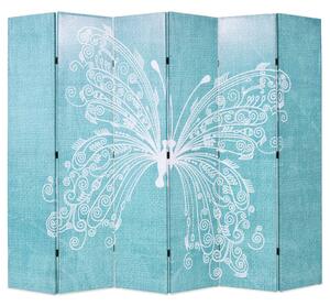 Vikbar rumsavdelare fjäril 228x170 cm blå