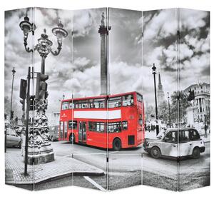 Vikbar rumsavdelare Londonbuss 228x170 cm svart/vit