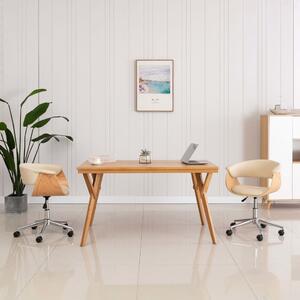 Snurrbar kontorsstol gräddvit böjträ och konstläder