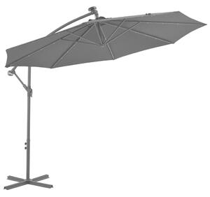 Frihängande parasoll med LED och stålstång 300 cm antracit