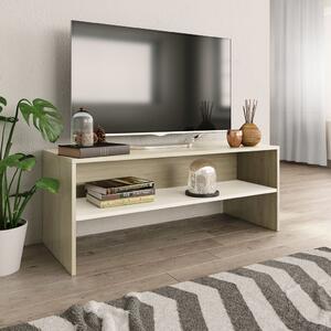 Tv-bänk vit och sonoma-ek 100x40x40 cm konstruerat trä