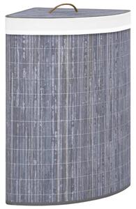 Tvättkorg för hörn bambu grå 60 L
