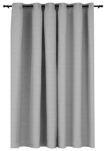 Mörkläggningsgardin med öljetter linnelook grå 290x245cm