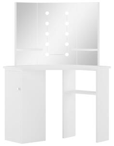 Sminkbord med LED-lampor hörn vit