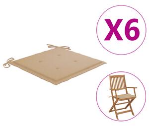 Sittdynor för trädgården 6 st beige 40x40x4 cm tyg