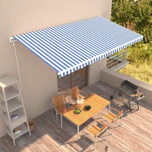 Markis automatiskt infällbar 600x300 cm blå och vit