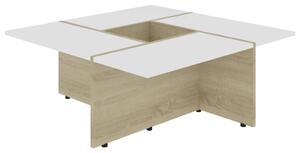 Soffbord vit och sonoma-ek 79,5x79,5x30 cm konstruerat trä