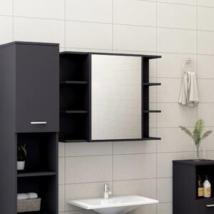 Spegelskåp för badrum grå 80x20,5x64 cm konstruerat trä