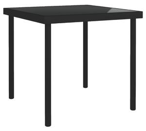 Matbord för trädgården svart 80x80x72 cm glas och stål