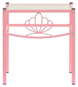 Sängbord rosa och transparent 42,5x33x44,5 cm metall och glas