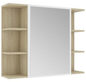 Spegelskåp vit och sonoma-ek 80x20,5x64 cm konstruerat trä