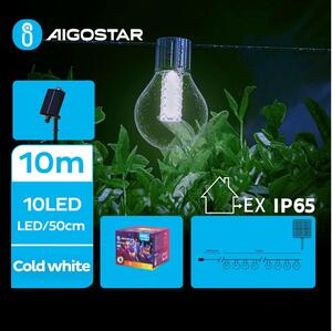 Aigostar - LED Solar Dekorativ slinga 10xLED/8 funktioner 10,5m IP65 kall vit