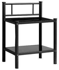 Sängbord svart 45x34x60,5 cm metall och glas