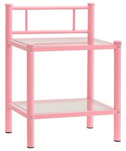 Sängbord rosa och transparent 45x34,5x60,5 cm metall och glas