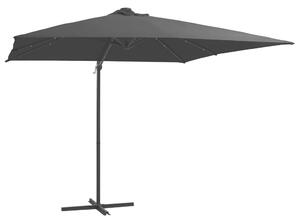 Frihängande parasoll med LED och stålstång 250x250 cm svart