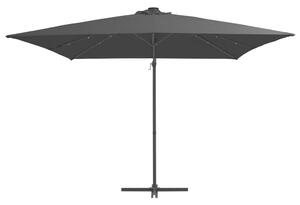 Frihängande parasoll med LED och stålstång 250x250 cm svart