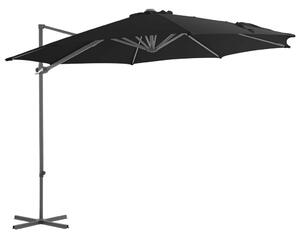 Frihängande parasoll med stålstång svart 300 cm