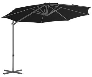 Frihängande parasoll med stålstång svart 300 cm