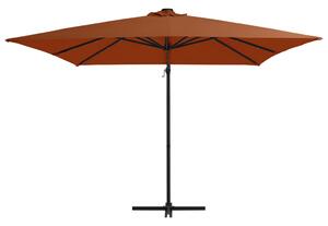 Frihängande parasoll med LED terrakotta 250x250 cm