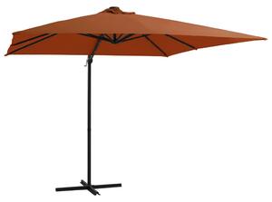 Frihängande parasoll med LED terrakotta 250x250 cm