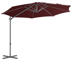 Frihängande parasoll med stålstång vinröd 300 cm
