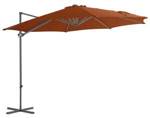 Frihängande parasoll med stålstång terrakotta 300 cm