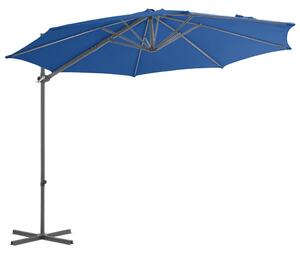 Frihängande parasoll med stålstång azurblå 300 cm