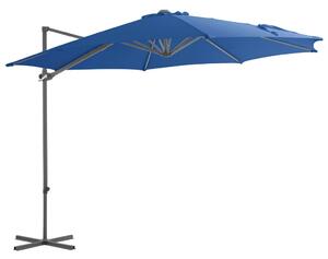 Frihängande parasoll med stålstång azurblå 300 cm