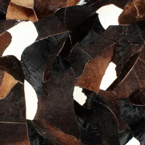 Matta lapptäcke äkta läder 160x230 cm svart/vit/brun