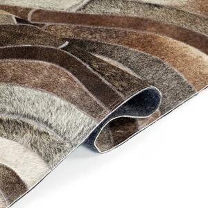 Matta lapptäcke äkta läder 160x230 cm grå/silver