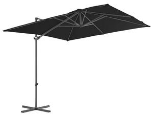 Frihängande parasoll med stålstång svart 250x250 cm