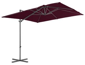 Frihängande parasoll med stålstång vinröd 250x250 cm