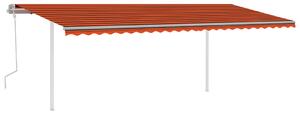 Markis manuellt infällbar med LED 6x3 m orange och brun
