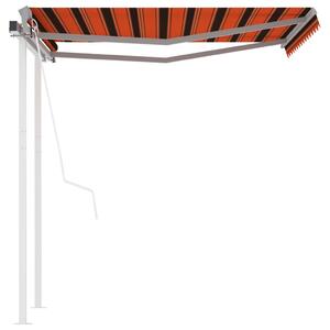 Markis med stolpar automatisk infällbar 3x2,5 m orange och brun