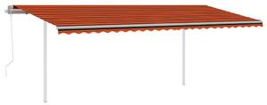 Markis med stolpar automatisk 6x3 m orange och brun