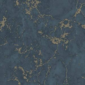 DUTCH WALLCOVERINGS Tapet marmor blå och guld