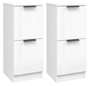 BeBasic Förvaringsskåp 2 st vit högglans 30x30x70 cm konstruerat trä -