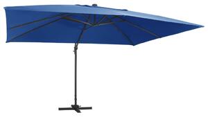 Frihängande parasoll med aluminiumstång & LED 400x300 cm azur