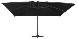 Frihängande parasoll med aluminiumstång & LED 400x300 cm svart