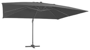 Frihängande parasoll med aluminiumstång & LED 400x300 cm svart