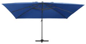 Frihängande parasoll med aluminiumstång & LED 400x300 cm azur