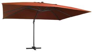 Frihängande parasoll med LED terrakotta 400x300 cm
