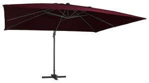 Frihängande parasoll med LED vinröd 400x300 cm