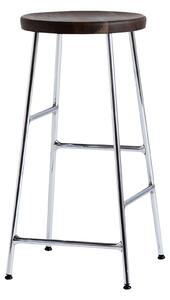 HAY - Cornet Bar Stool Low - Smoked Oiled Oak - Chromed Steel - Barstolar - Jonas Trampedach - Silver - Metall/Trä