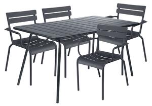 Fermob - Luxembourg matgrupp bord & 4 karmstolar anthracite - Matgrupper utomhus