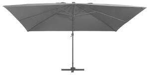 Frihängande parasoll med aluminiumstång LED 400x300 cm antracit