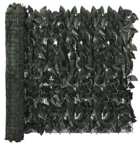 Balkongskärm mörkgröna blad 500x75 cm