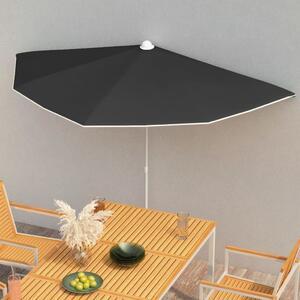 Halvrunt parasoll med stång 180x90 cm svart