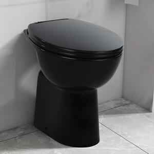 Hög toalettstol 7 cm utan spolkant mjuk stängning keramik svart