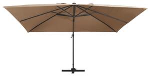 Frihängande parasoll med aluminiumstång & LED 400x300 cm taupe